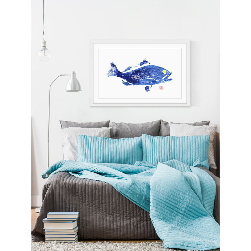 «Grouper in Blue», reproduction d'art encadrée, H 20 po x l 30 po x P 1,5 po