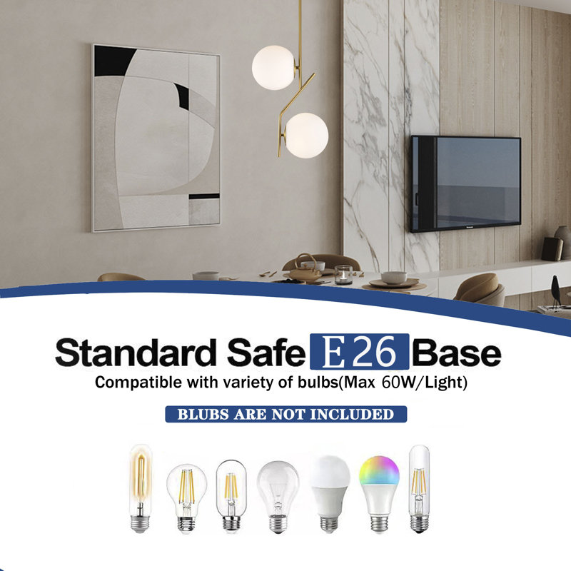 Grand luminaire suspendu globe en verre laiteux avec 2 lumières