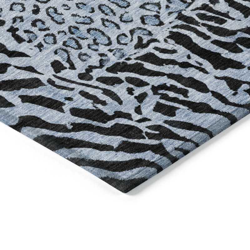 Tapis bleu intérieur / extérieur lavable à la machine Claudian ACN1230, Rond 8 pi