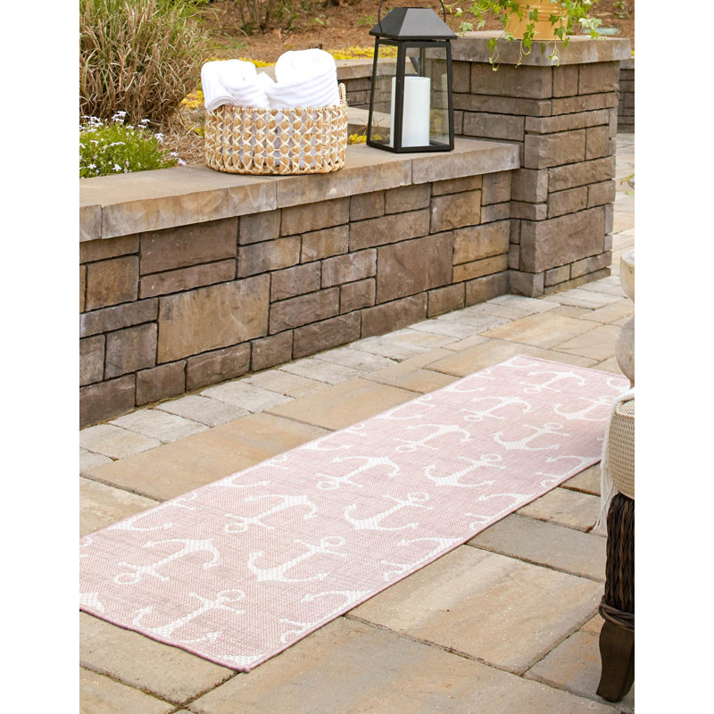 Brentwood Indoor / Outdoor Area Rug, Runner 2' x 6', Pink 