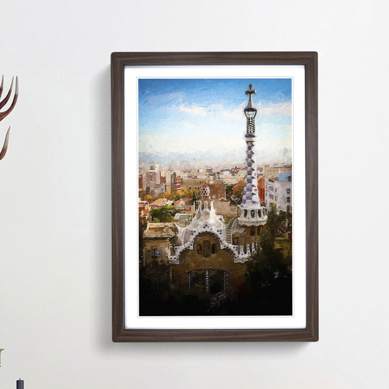 Parc Guell in Barcelona Spain - Framed Print, Walnut Framed, 36cm H x 27cm W x 2cm D