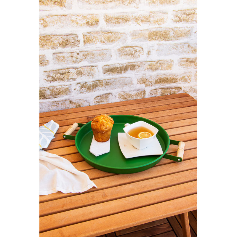 Elegant Metal Tray Set (4 Pieces), Green | Includes 11.8 x 11.8 x 0.8 in | Durable 100% Metal, Perfect for Serving & Decor, Stylish Home & Kitchen Essentials