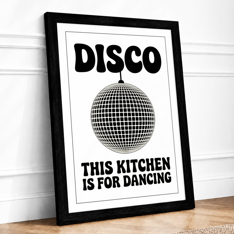 Disco Kitchen Typography - Print, Black, A4 - 29.7 x 21.0 cm