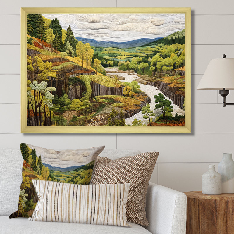 «Green Wondering Pastoral Harmony» sur impression sur toile, H 12 po x l 20 po x P 1 po, Cadre doré simple