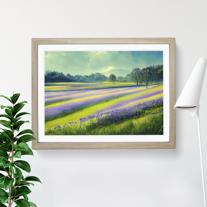 Serene Bluebell Field Vol.3 - Framed Print, 46cm H x 64cm W x 2cm D, Oak