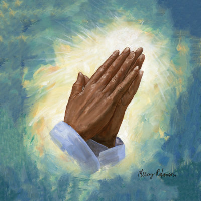 The Praying Hands Light - Wrapped Canvas Painting