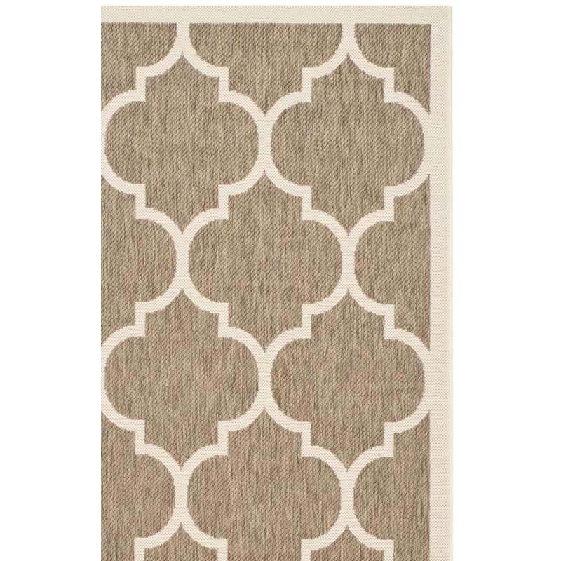 Arneshia Power Loom Geometric Gray/Beige Indoor/Outdoor Area Rug, Square 5'3"