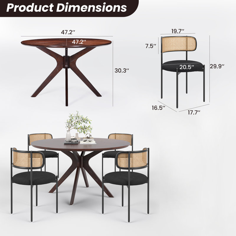 Amett 17.3'' H Fabric Upholstered Dining Chair Set