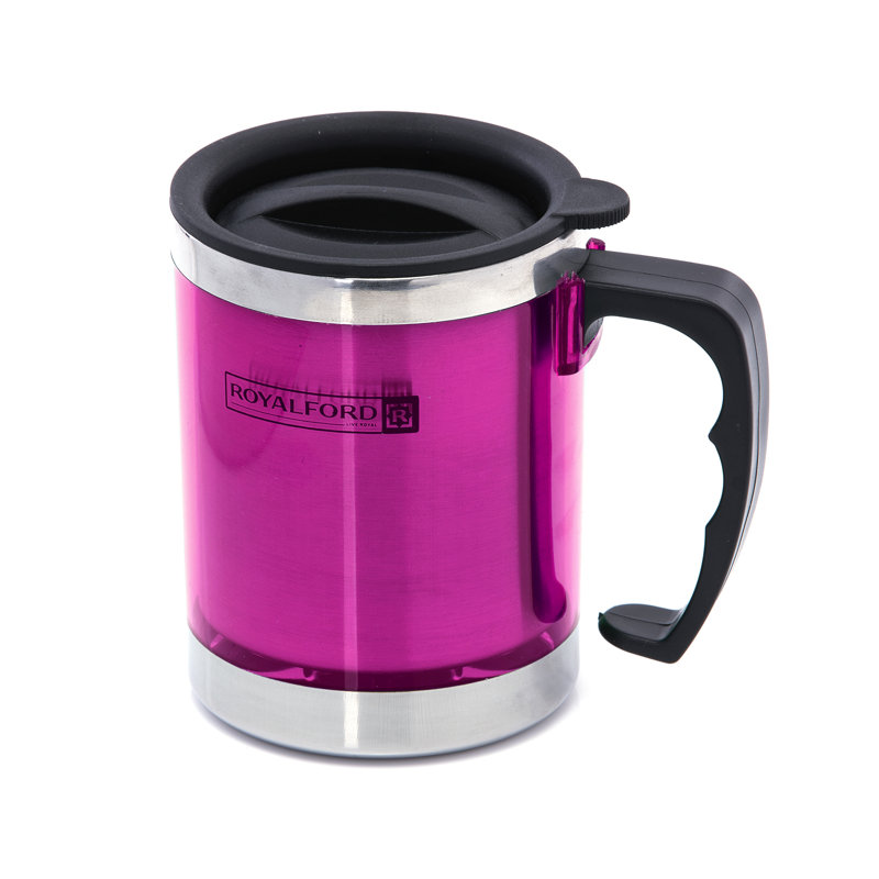 ROYALFORD Double Wall Insulated Stainless Steel Travel Mug, Pink