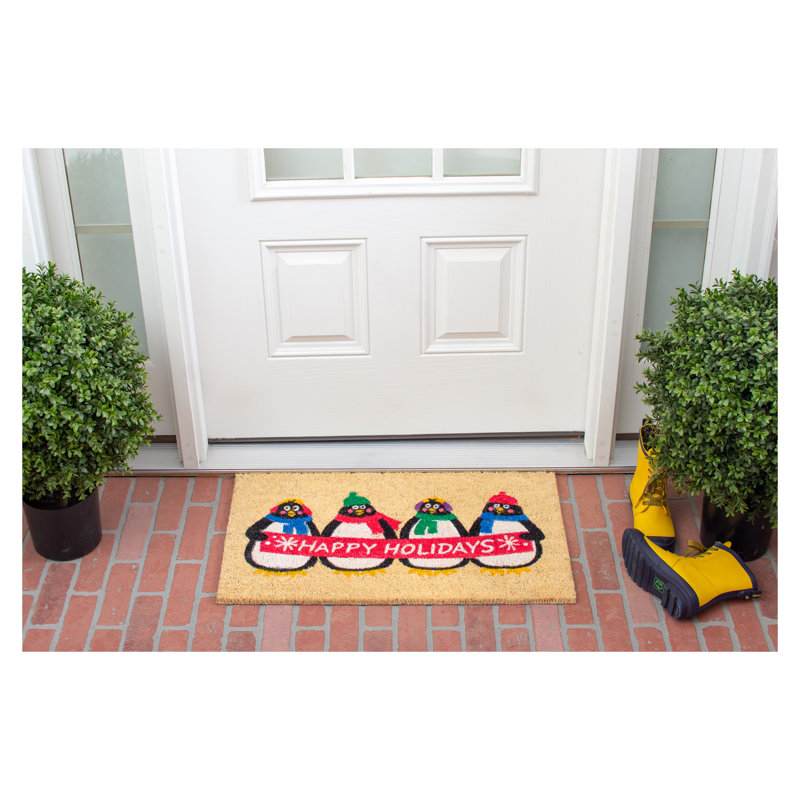 Tapis d'entrée antidérapant Holiday Penguines 29 po x 17 po