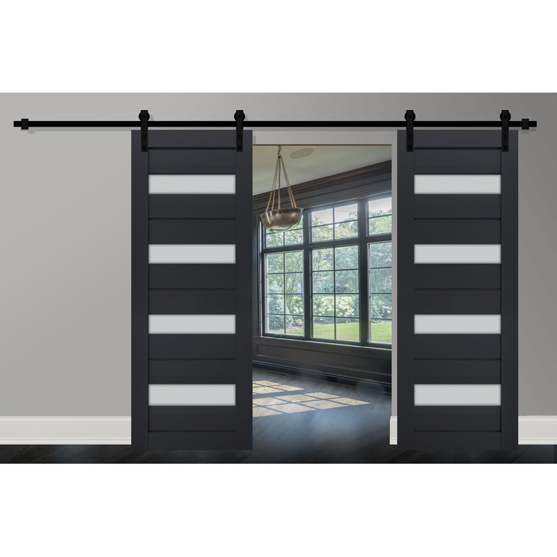 Portes de grange en bois givré Veregio, Antracite, 36 po x 84 po