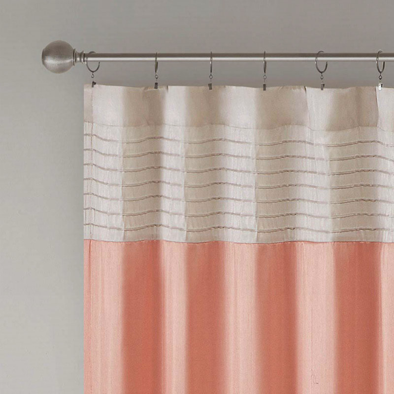 Rideau occultant en polyester Lamaar, Orange / blanc