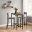 Ensemble de table et tabourets à hauteur de comptoir 3 pièces peu encombrants, panneau de fibres à densité moyenne gris froid avec structure en métal, coin-repas compact pour la cuisine ou le condo