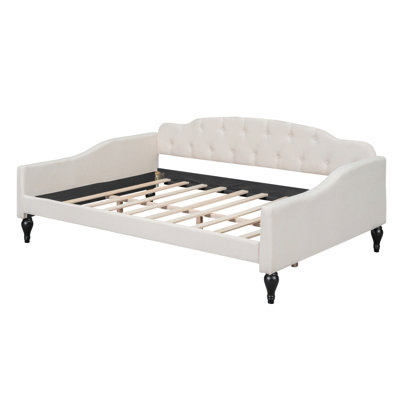 Lit de jour double capitonné capitonné, beige