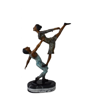 Statue en bronze Adaela Ballerina, homme et femme dansant en action, taille: 23 po x 13 po x H 25 po