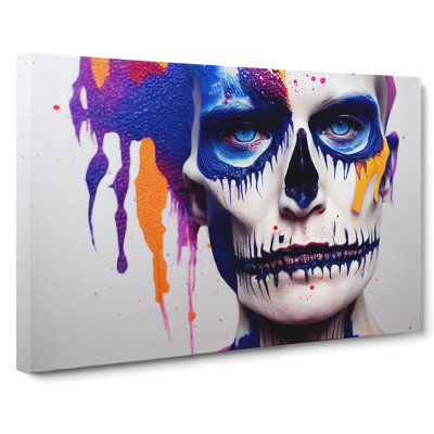 Painted Skull Of A Man - Wrapped Canvas Painting