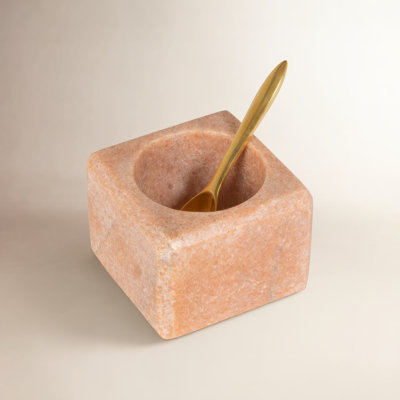 Square Marble Bowl with Stainless Steel Spoon