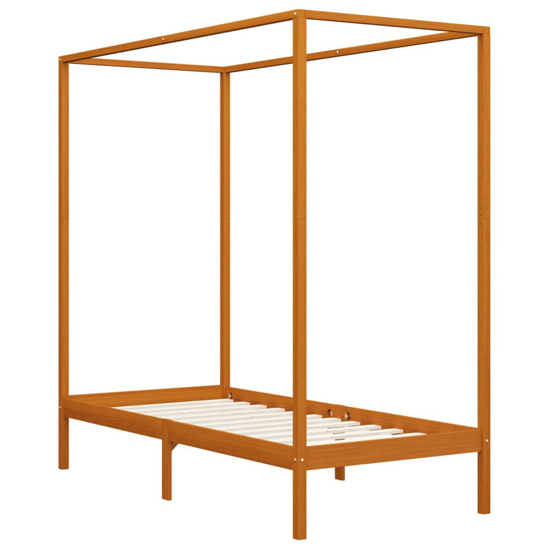 Harrison Solid Wood Bed, European Single (90 x 200cm), Honey Brown