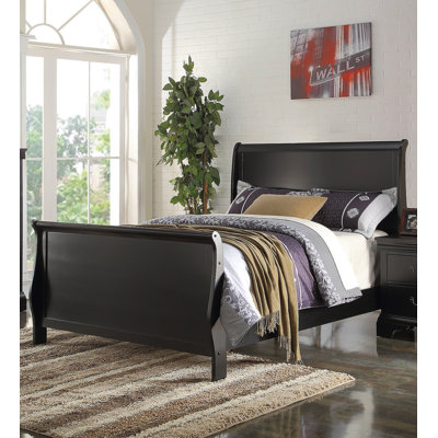 Modern 1Pc Twin Size Bed Sleigh Design Headboard Footboard Plywood 1Pc Bedframe Louis Phillippe Bedroom Furniture
