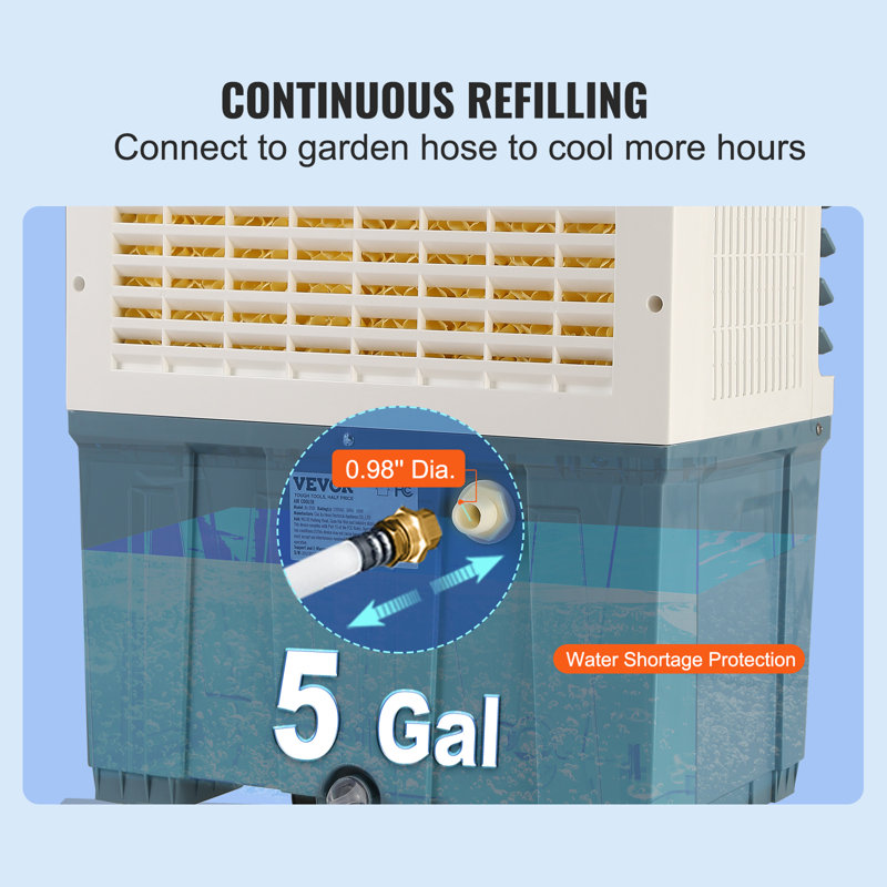 VEVOR 30.7" Blue Evaporative Air Cooler with Remote Control
