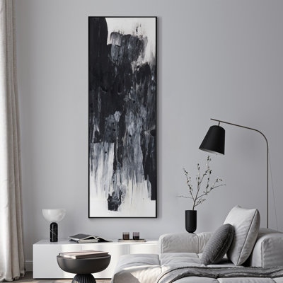 Très grand art mural imprimé sur tissu - Abstrait neutre moderne pour la décoration d'œuvres d'art contemporain pour le salon ou la chambre à coucher - «Assemblage requis du cadre (cadre non fini)»