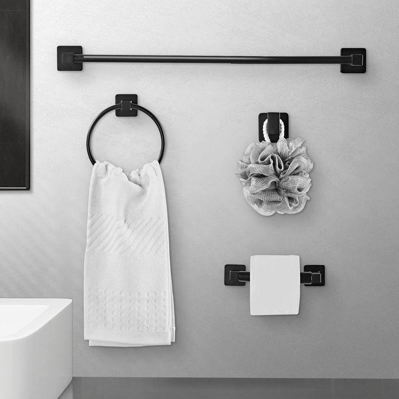 Matte Black Stainless Steel 4-Piece Bathroom Hardware Set