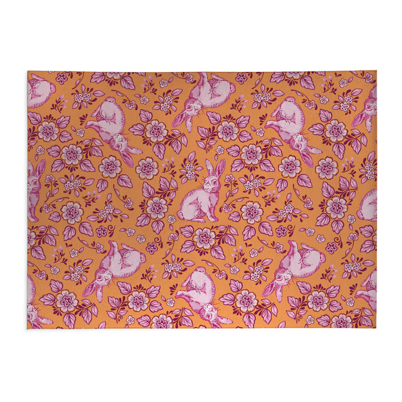 Tapis de cuisine léger Bunny Toile, Rectangulaire 2 pi x 3 pi, Orange