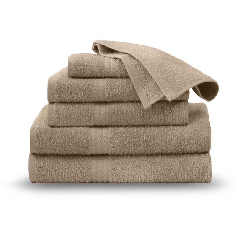 Martex Easy Living The Everyday Towel 6 Piece Set 6 - Piece 100% Cotton Multi-Size Set Guest Room Case Pack, Beige