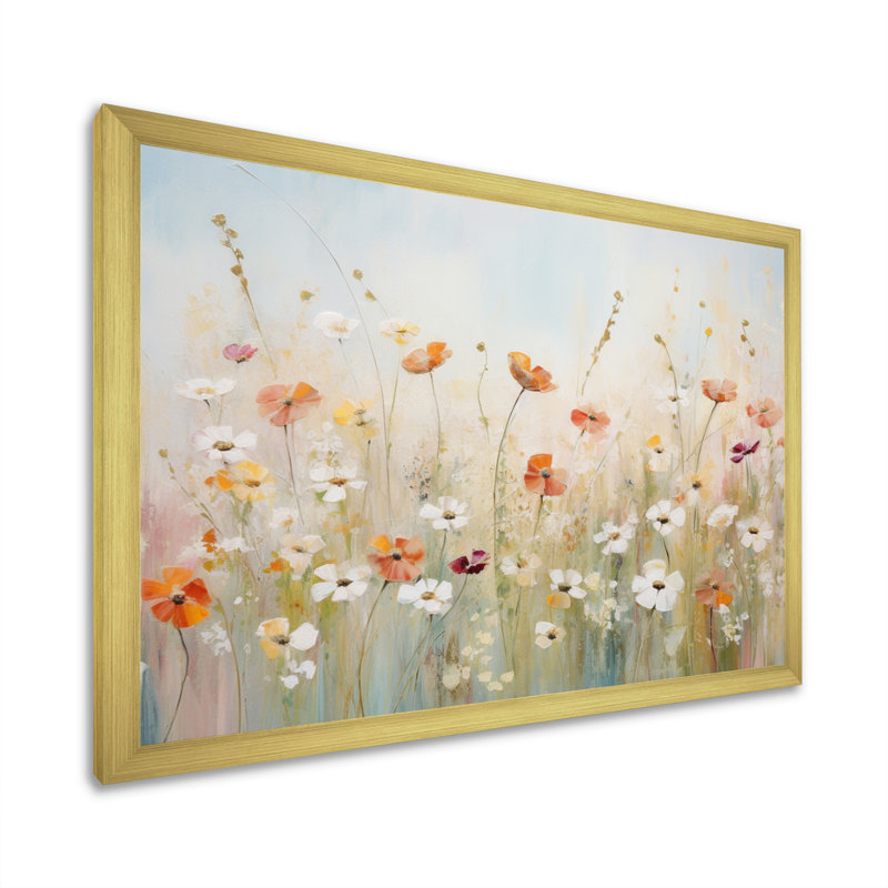 Art contemporain sur toile Meadow, H 16 po x l 32 po x P 1 po, Cadre doré simple