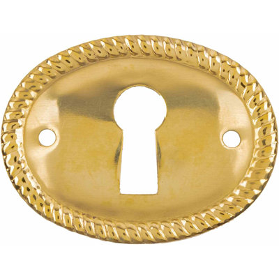 Horizontal Rope Stamped Brass Keyhole Cover