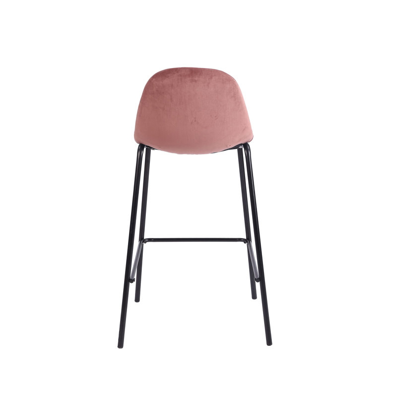 Lazio Velvet Bar Stool with Iron Legs, Pink, Counter Stool ( 25.98'' Seat Height )