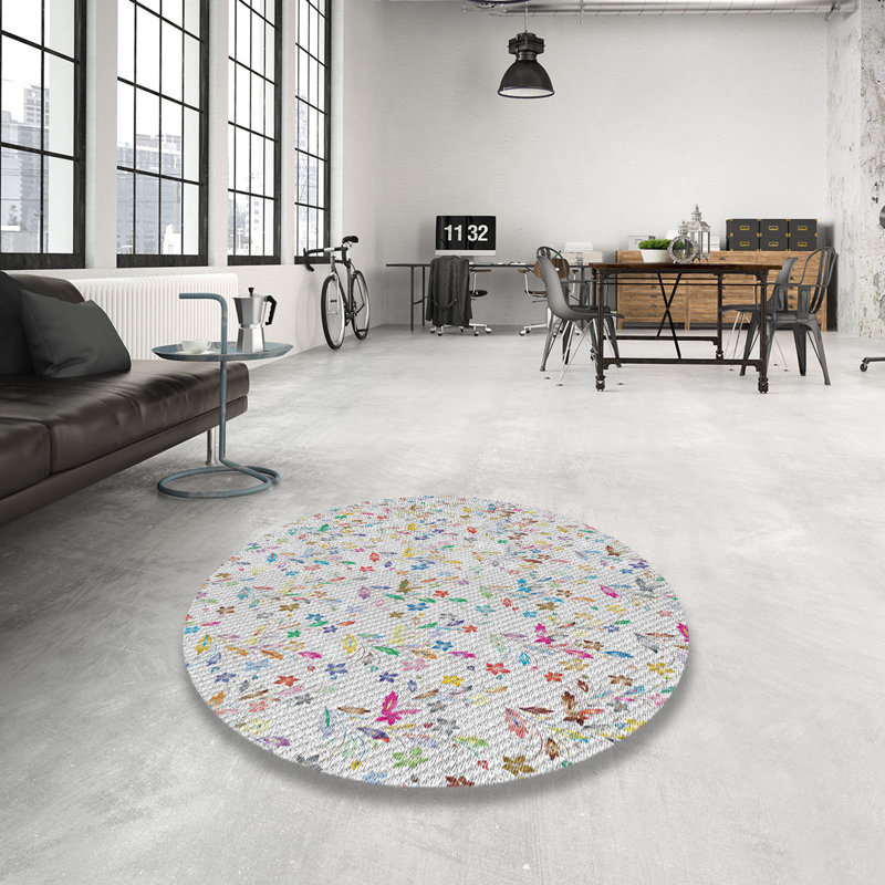 Tapis blanc cassé Shahzaib, Rond 6 pi