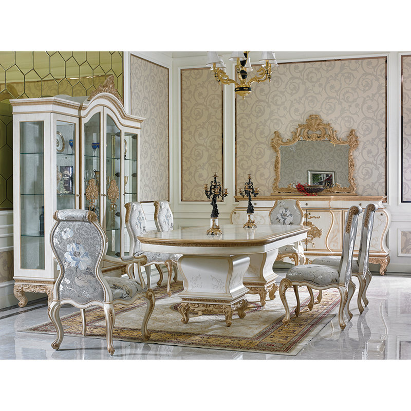 Ensemble de salle à manger 10 pièces à double caisson en bois massif, 10
