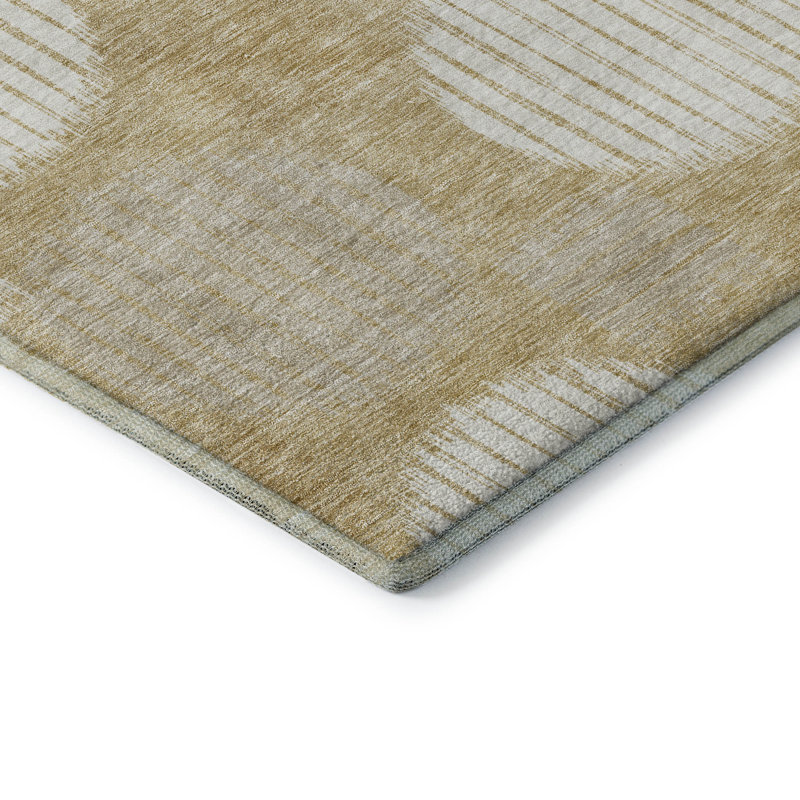 Premium Machine Washable Prisco Gold Rug, Rectangle 10' x 14'