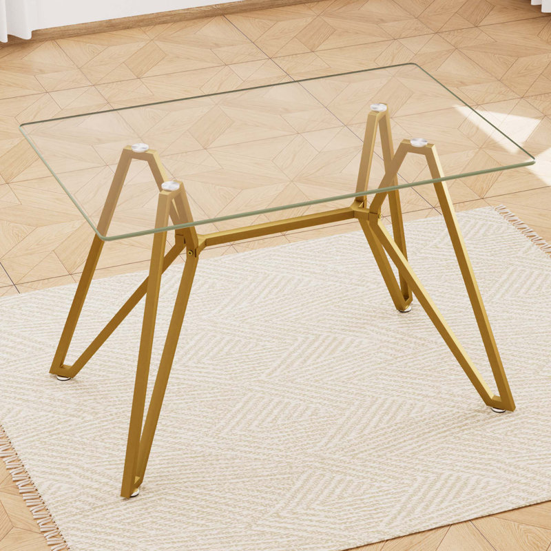 Glass Dining Table(Only Table), 30.3"H x 47.3"L x 29.5"W