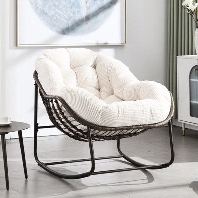 Fauteuil inclinable blanc à bascule, confortable pour la véranda, le jardin, le fauteuil d'extérieur blanc, le patio