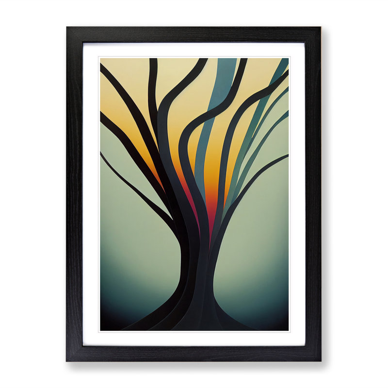 Splendid Abstract Tree No.2 - Wall Art, Black Framed, 64cm H x 46cm W x 2cm D