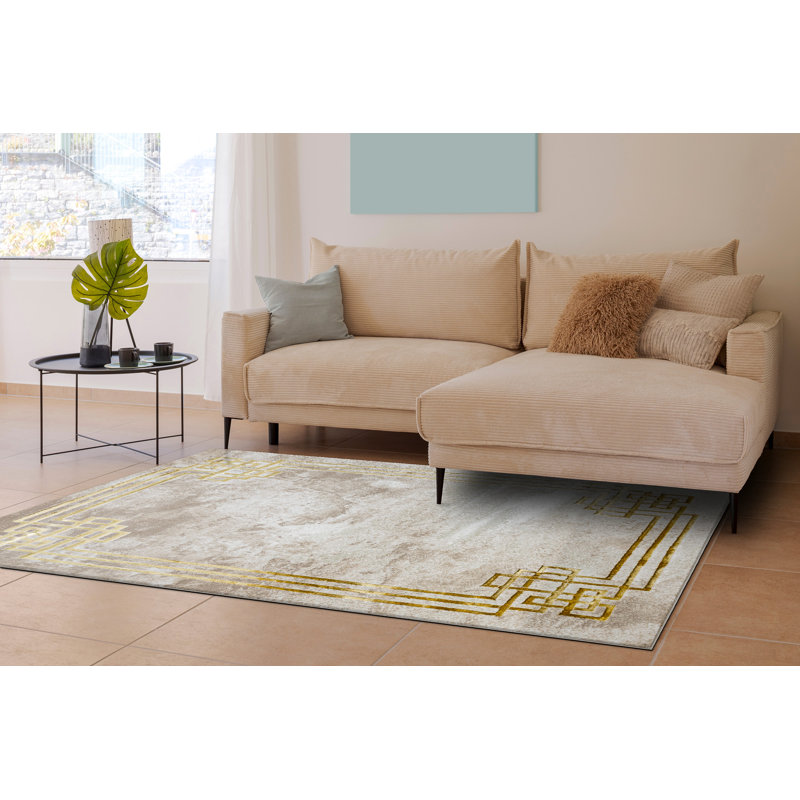 Annadiane Oriental Area Rug, Cream/Gold, Rectangle 160 x 220cm
