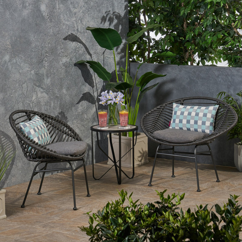 Chaise d'extérieur moderne, Gris foncé / Noir