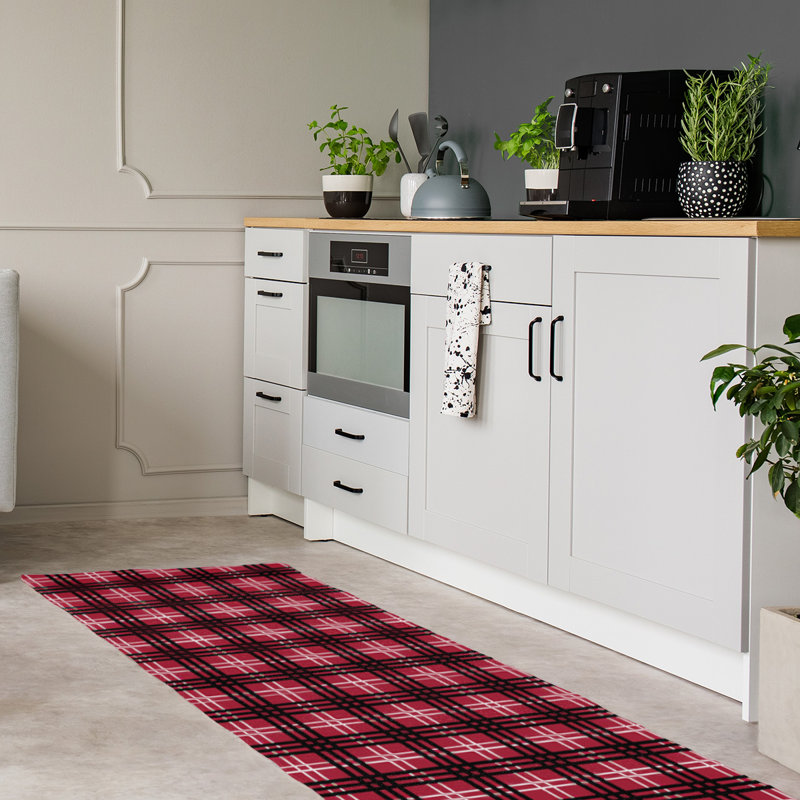 Tapis rouge à carreaux, Tapis de couloir 2 pi 6 po x 8 pi