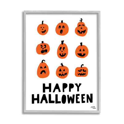 " Mixed Expressions Pumpkins Shapes Casual Halloween " Graphic Art Print