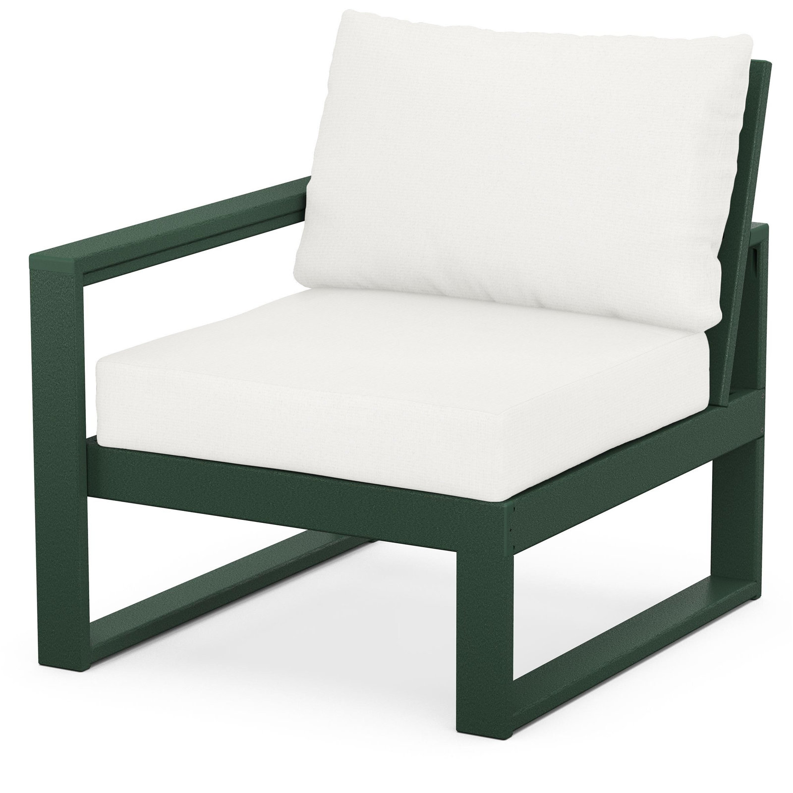 POLYWOOD Outdoor Lounge Chair, Green, Natural Linen