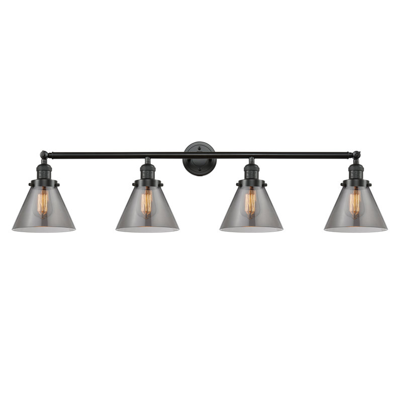 Gebhardt 4 - Light Dimmable Vanity Light, Smoked, 3.5 Watt Vintage LED Bulb, Antique Brass