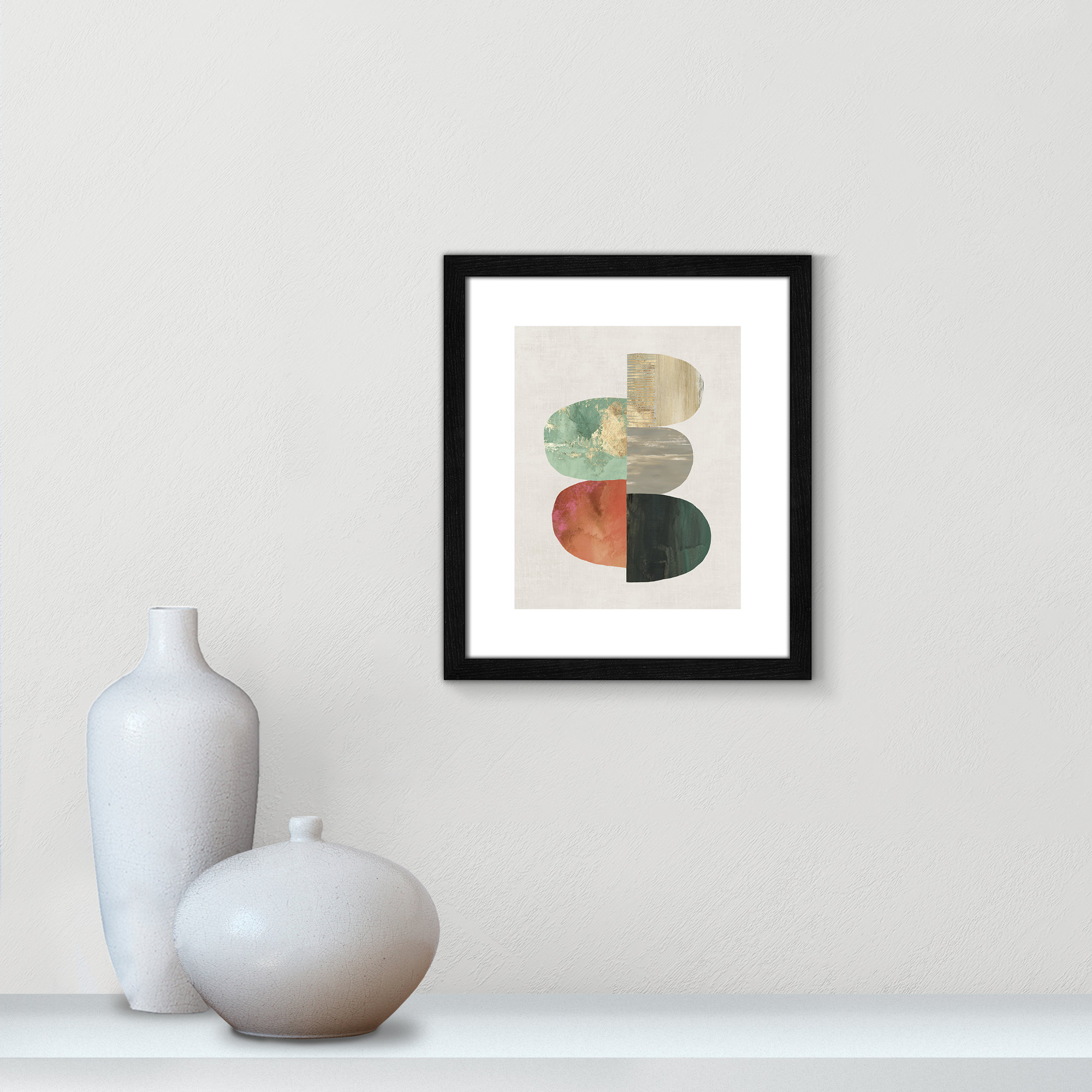 Evolving Energy I - Painting Print, Picture Framed Paper, 15" H x 13" W, Black Wood