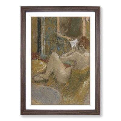 Nude Woman Reading by Edgar Degas - Framed Print