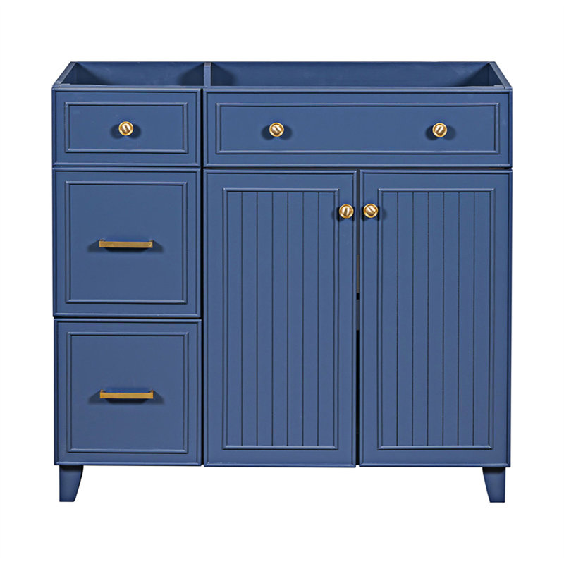 Base de meuble-lavabo moderne avec portes et tiroirs, Bleu marine