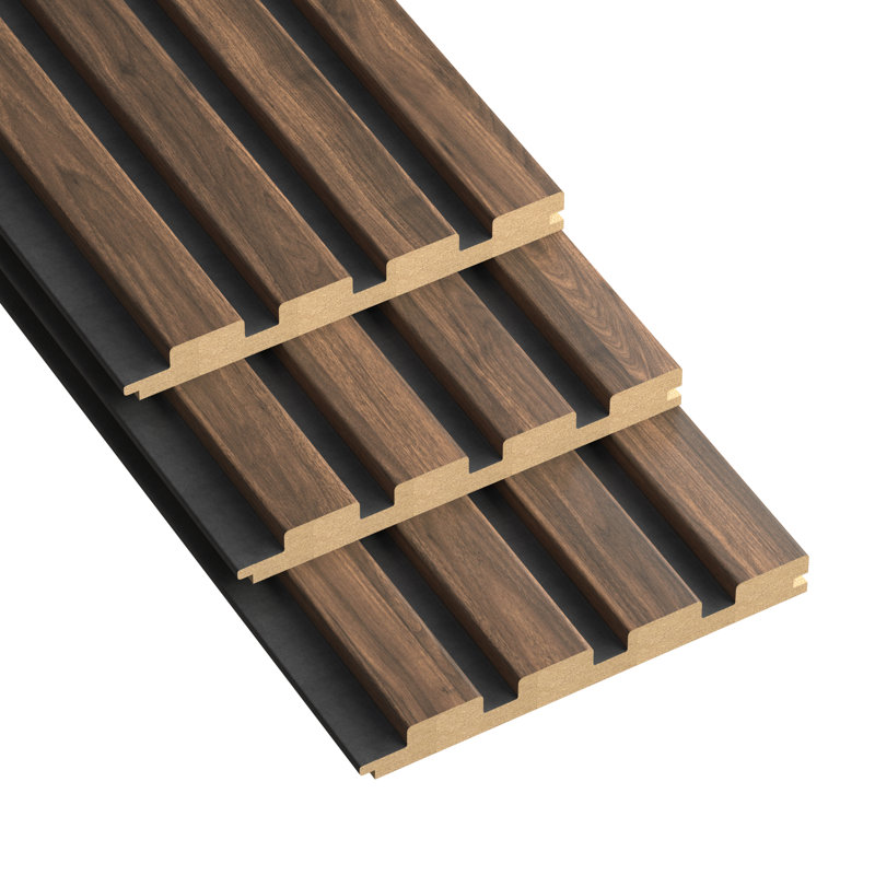 Panneaux muraux en bois à lattes 3D 104 po L 104 po - Panneaux muraux Shiplap, Châtaigne