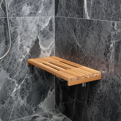 Banc de douche 24 po mural rectangulaire en teck brun