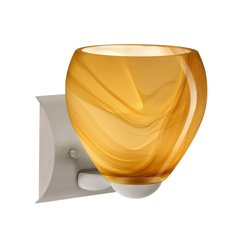 Eynesil Flush Mounted Sconce, Satin Nickel, Honey, Incandescent