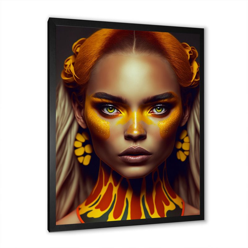 Jeune femme tropicale V sur toile, H 20 po x l 12 po x P 1 po, Cadre photo noir
